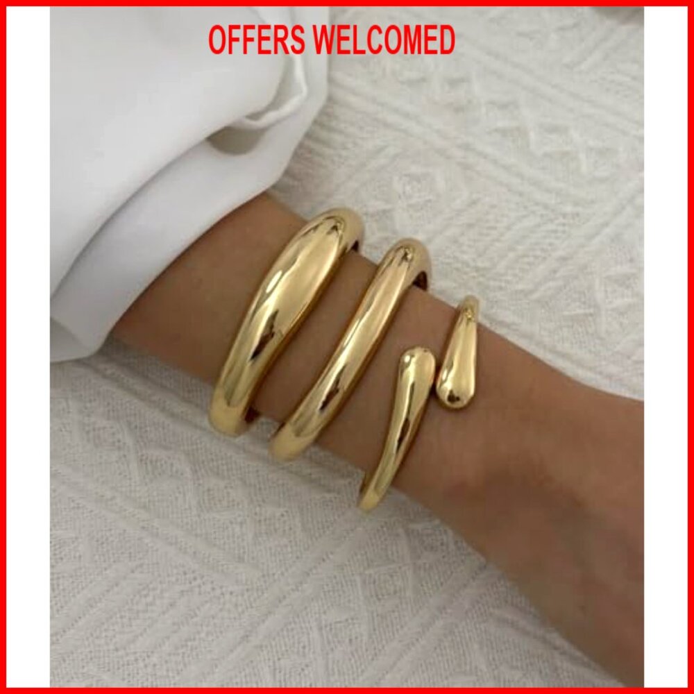 4pcs Chunky Hinged Bangle Bracelets Set, Stackabl… - image 6